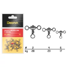 Delphin Obratlík Cross-line Rolling T swivel 10ks Velkosť 6 - 17kg