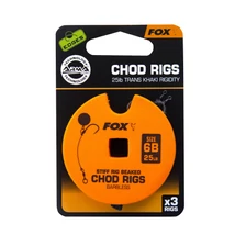 FOX Hotové nadväzce Bez protihrotu Edges Stiff Chod Rig Standard Barbless x3 25lb size 6