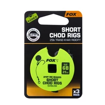 FOX Hotové nadväzce Bez protihrotu Stiff Chod Short Rig Barbless 25lb size 6