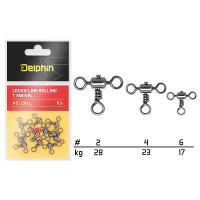 Delphin Obratlík Cross-line Rolling T swivel 10ks Velkosť 6 - 17kg