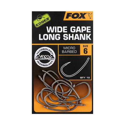 FOX - Edges Armapoint Super Wide Gape Long shank - Size 6
