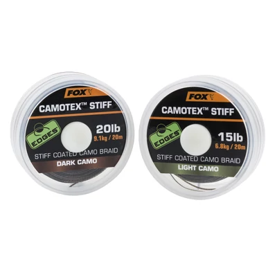FOX Tuhá šnúrka Camotex Stiff Coated Dark Camo 20m 25lb
