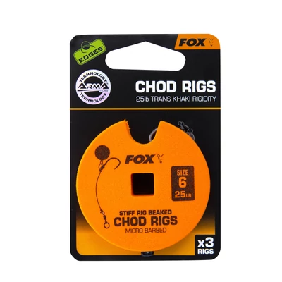 FOX Hotové nadväzce Stiff Chod Rig Standard 3x 25lb size 6