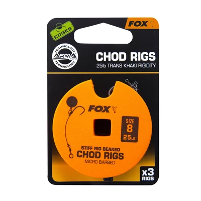 FOX Hotové nadväzce Stiff Chod Rig Standard 3x 25lb size 8
