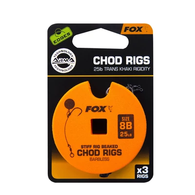 FOX Hotové nadväzce Bez protihrotu Edges Stiff Chod Rig Standard Barbless x3 25lb size 4