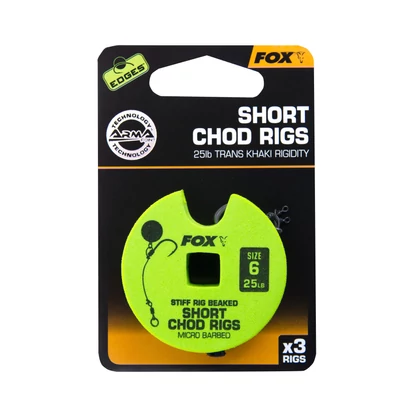 FOX Hotové nadväzce Edges Stiff Chod Rig Short 3x 25lb size 6