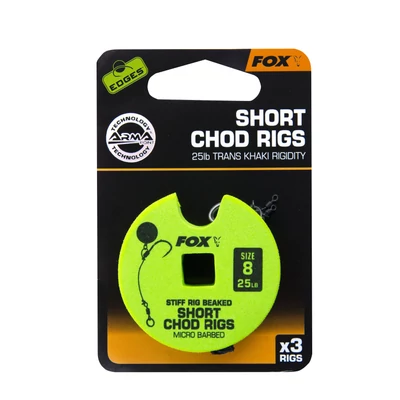 FOX Hotové nadväzce Edges Stiff Chod Rig Short 3x 25lb size 8