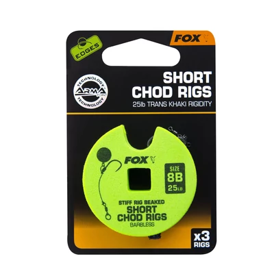FOX Hotové nadväzce Bez protihrotu Stiff Chod Short Rig Barbless 25lb size 8