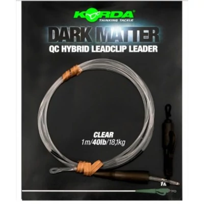 KORDA Dark matter Leader 1m/40lb  QC Hybrid Clip Clear