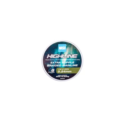 Nash Rybárska Šnúra Highline Extra Supple Braid Green 30lb 0.24mm 600m