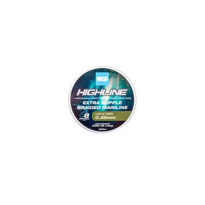 Nash Rybárska Šnúra Highline Floating Braid Green 40lb 0.35mm 600m