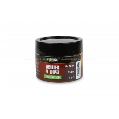 Nikl - Boilies v dipu Chilli & Peach - 18+20 mm, 250 g