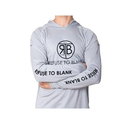 Refuse To Blank Mikina UV Long Sleeve Hoodie UPF 50+ Light Grey - XL
